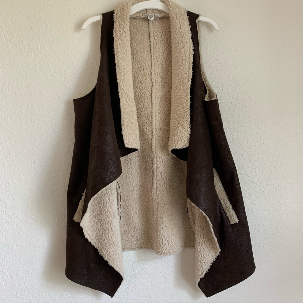 Faux Suede/Shearling Brown Vest
